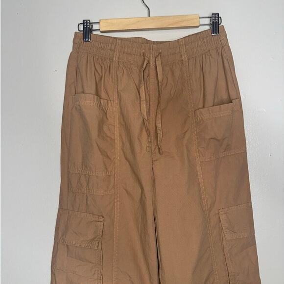 Aerie NWT High Waisted Go-For-It Baggy Cargo Pants Sinched Ankle Tan Size Small - Picture 3 of 7